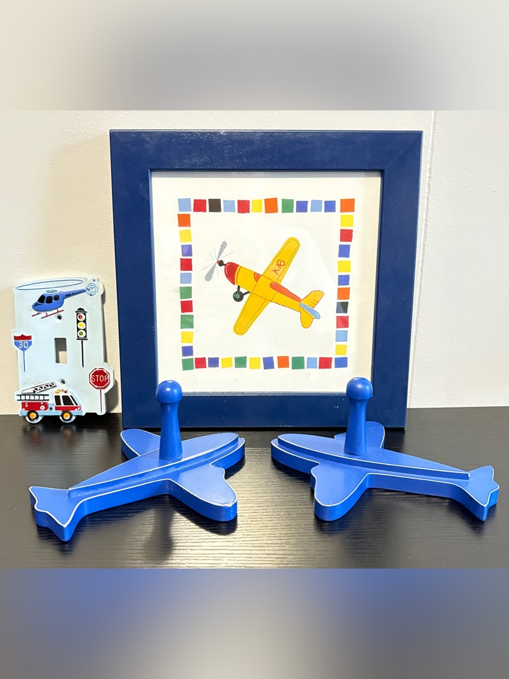 2005 Target Sophie Harding Airplane Nursery Wall Art Hooks Switch Plate Set